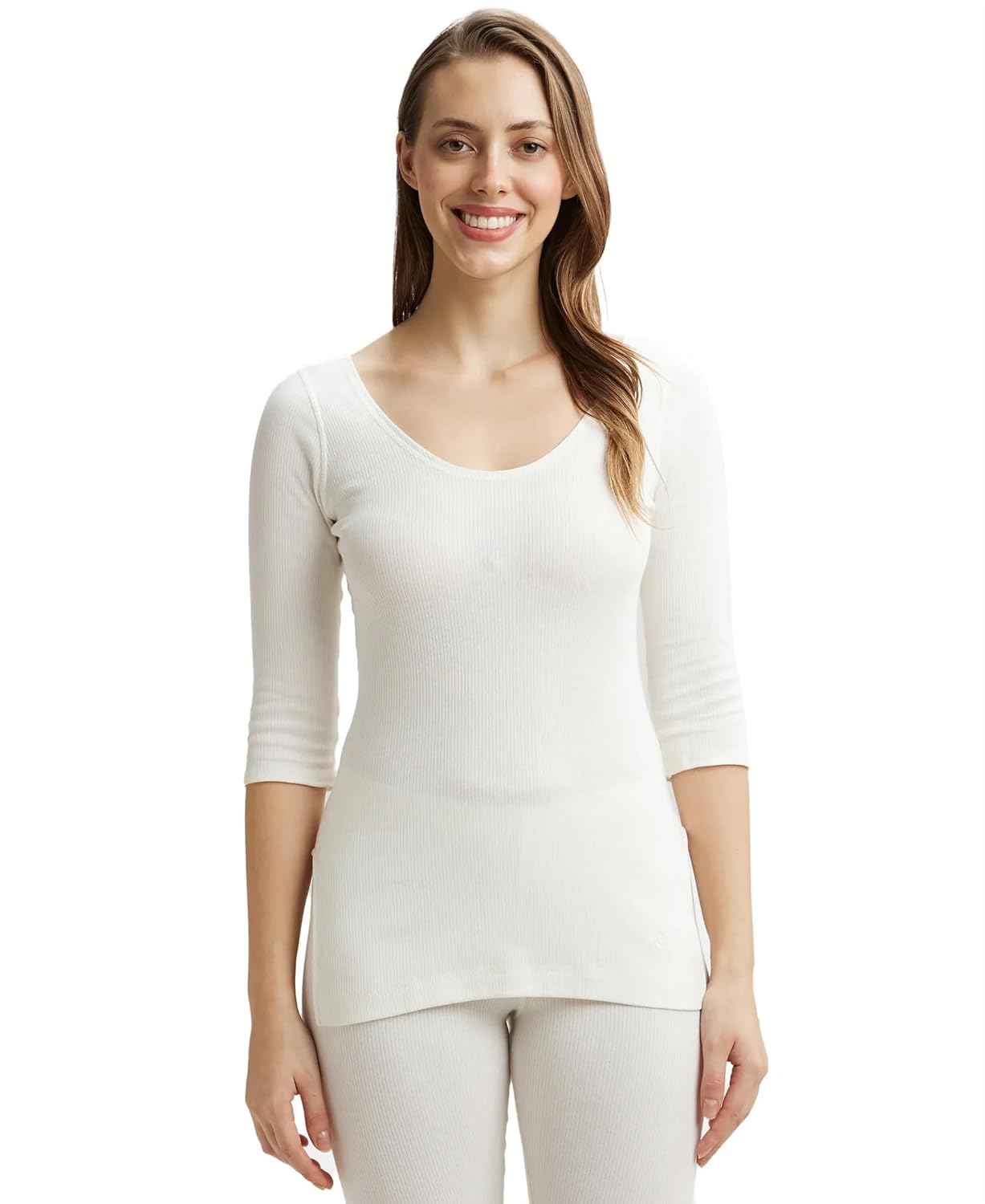 Jockey 2503 Women's Super Combed Cotton Rich Three Quarter Sleeve Slim Fit Thermal Top with Stay Warm Technology