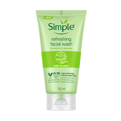 Simple Kind To Skin Refreshing Facial Wash 150 ml | 100% Soap-Free Facewash that doesn't dry out your skin| For All Skin Types