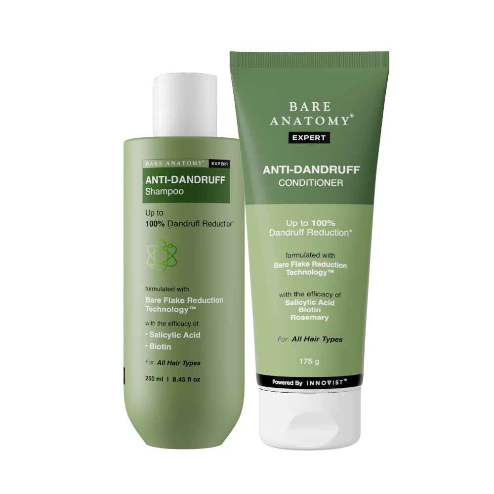 Bare Anatomy Anti Dandruff | Reduces Up To 100% Strengthens Hair|Derma Approved Shampoo With Salicylic Acid & Biotin|Helps Remove Flakes And Itching| Shampoo For All Hair Types|For Women And Men|100Ml