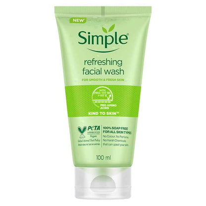 Simple Kind To Skin Refreshing Facial Wash 150 ml | 100% Soap-Free Facewash that doesn't dry out your skin| For All Skin Types