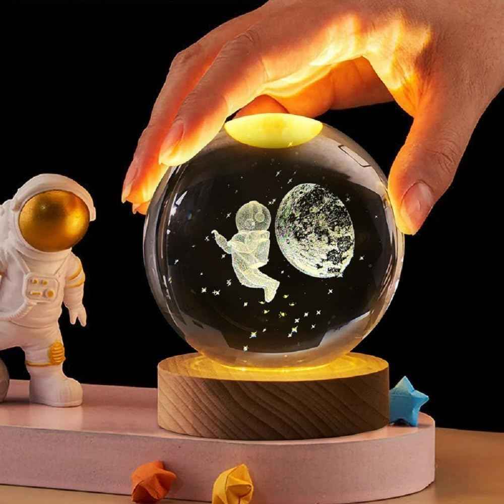 Desidiya Acrylic Romantic Ocean Wave Night Light Projector Lamp, 3D Water Wave Effect Crystal Table Lamp with Remote Control (Battery Not Included), LED Projection for Bedroom Decor, Cube