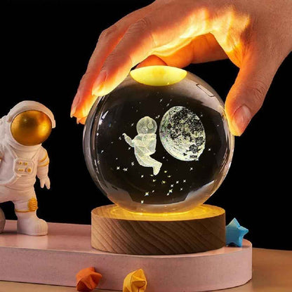 Desidiya Acrylic Romantic Ocean Wave Night Light Projector Lamp, 3D Water Wave Effect Crystal Table Lamp with Remote Control (Battery Not Included), LED Projection for Bedroom Decor, Cube