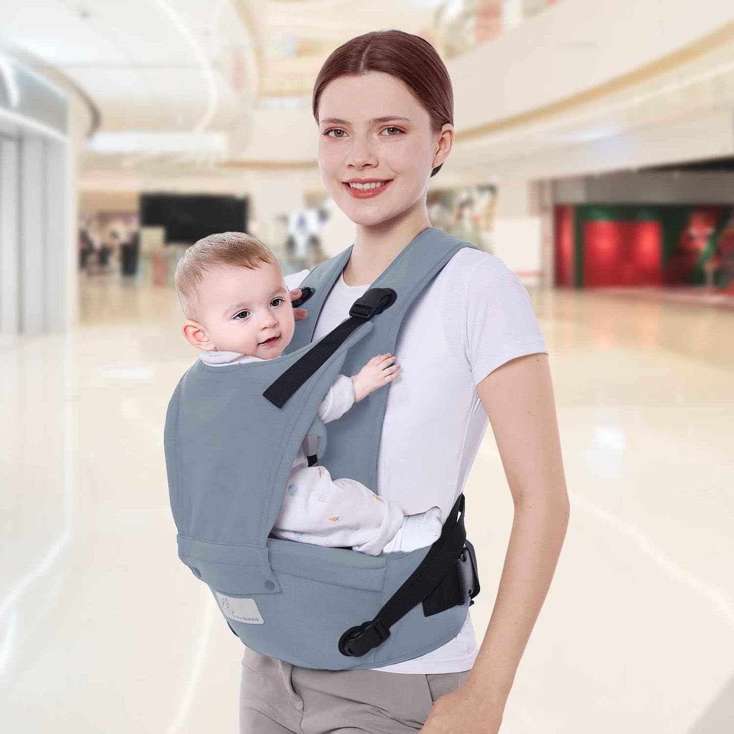 R for Rabbit Upsy Daisy Ergo Baby Carrier for New Born | 8 in 1 Hip Seat Front and Back Carry Position Adjustable Straps Kangaroo Bags for 4 to 36 Months Kids Upto 15 Kg (Dark Grey)