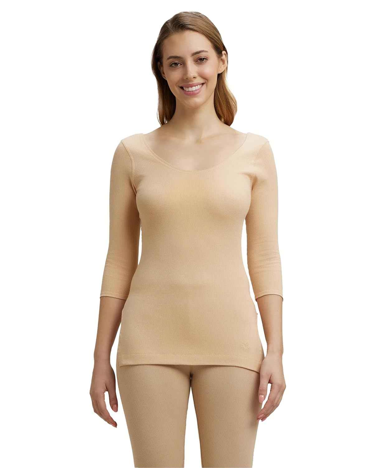 Jockey 2503 Women's Super Combed Cotton Rich Three Quarter Sleeve Slim Fit Thermal Top with Stay Warm Technology