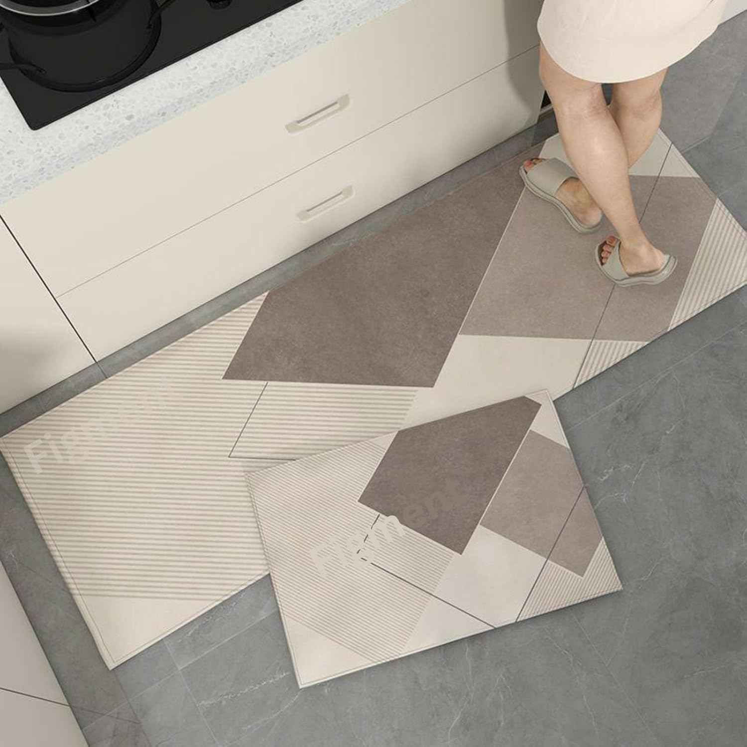 Figment 2 Pcs Kitchen Mats - Waterproof Memory Foam Standing Desk Floor Mat Non Slip Kitchen Rugs, Comfort Runner Rug Floor Mat Carpets for Kitchen Home Office, Sink & Laundry(118 * 38 cm, 58 * 38 cm)