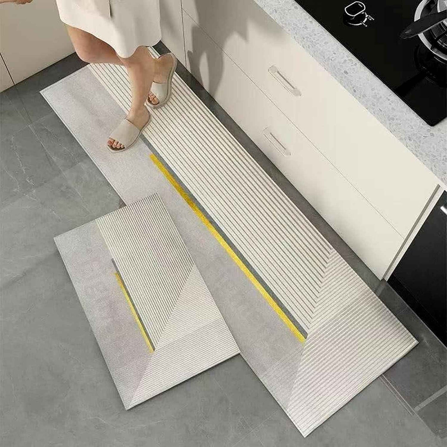 Figment 2 Pcs Kitchen Mats - Waterproof Memory Foam Standing Desk Floor Mat Non Slip Kitchen Rugs, Comfort Runner Rug Floor Mat Carpets for Kitchen Home Office, Sink & Laundry(118 * 38 cm, 58 * 38 cm)