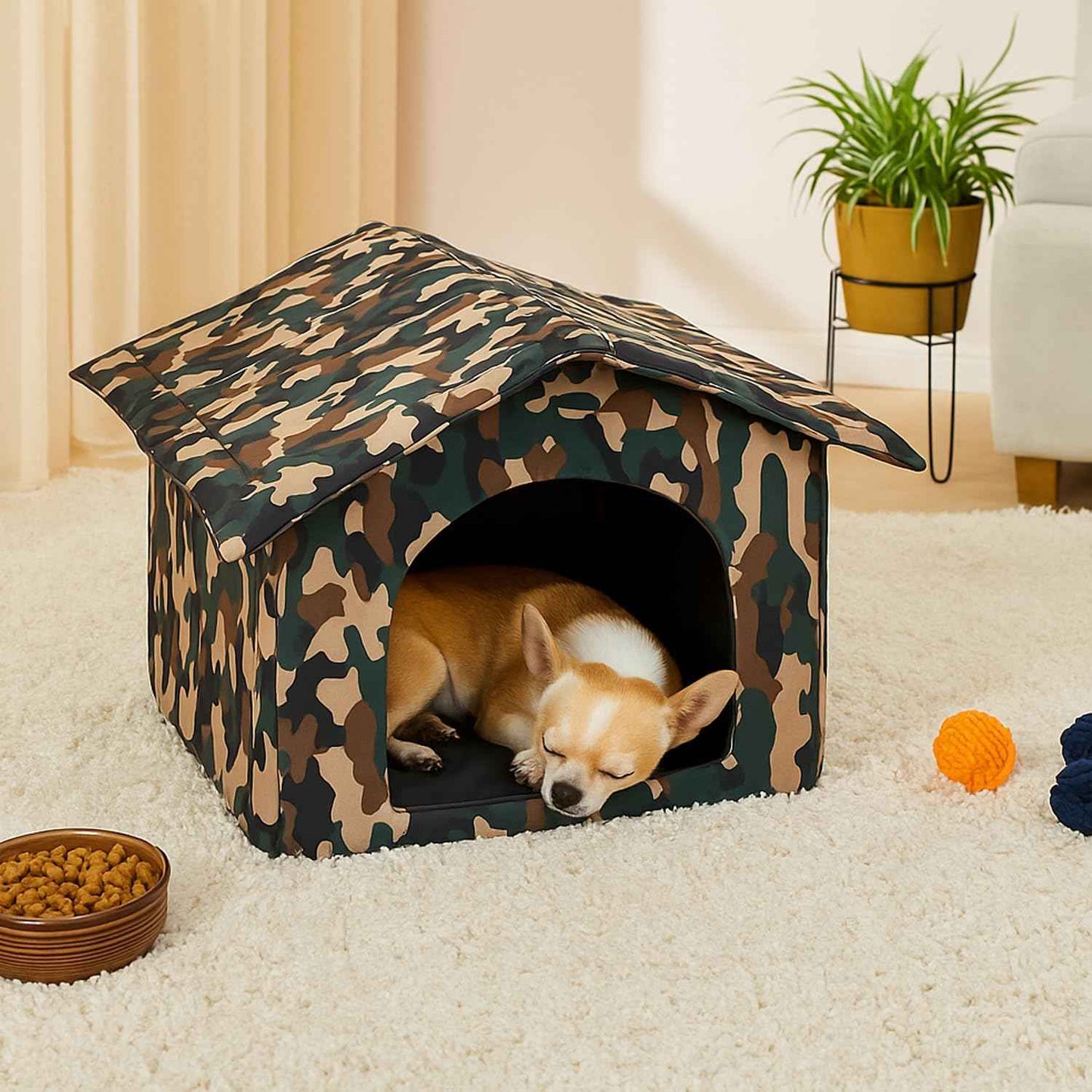 Amazon Basics Soft Pet Kennel (Large) | Pet Habitat - Multi-Color Printed | Soft & Cozy Pet Kennel (60L x 60Wx 62H Centimeters)
