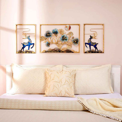 Amazon Brand - Solimo Leaves Metal Wall Decor | Elegant Nature-Inspired Iron Wall Hanging | Sturdy Iron | Wall Hanging | Wall Décor | Easy Installation | 37 x 25 cm Each | Set of 3