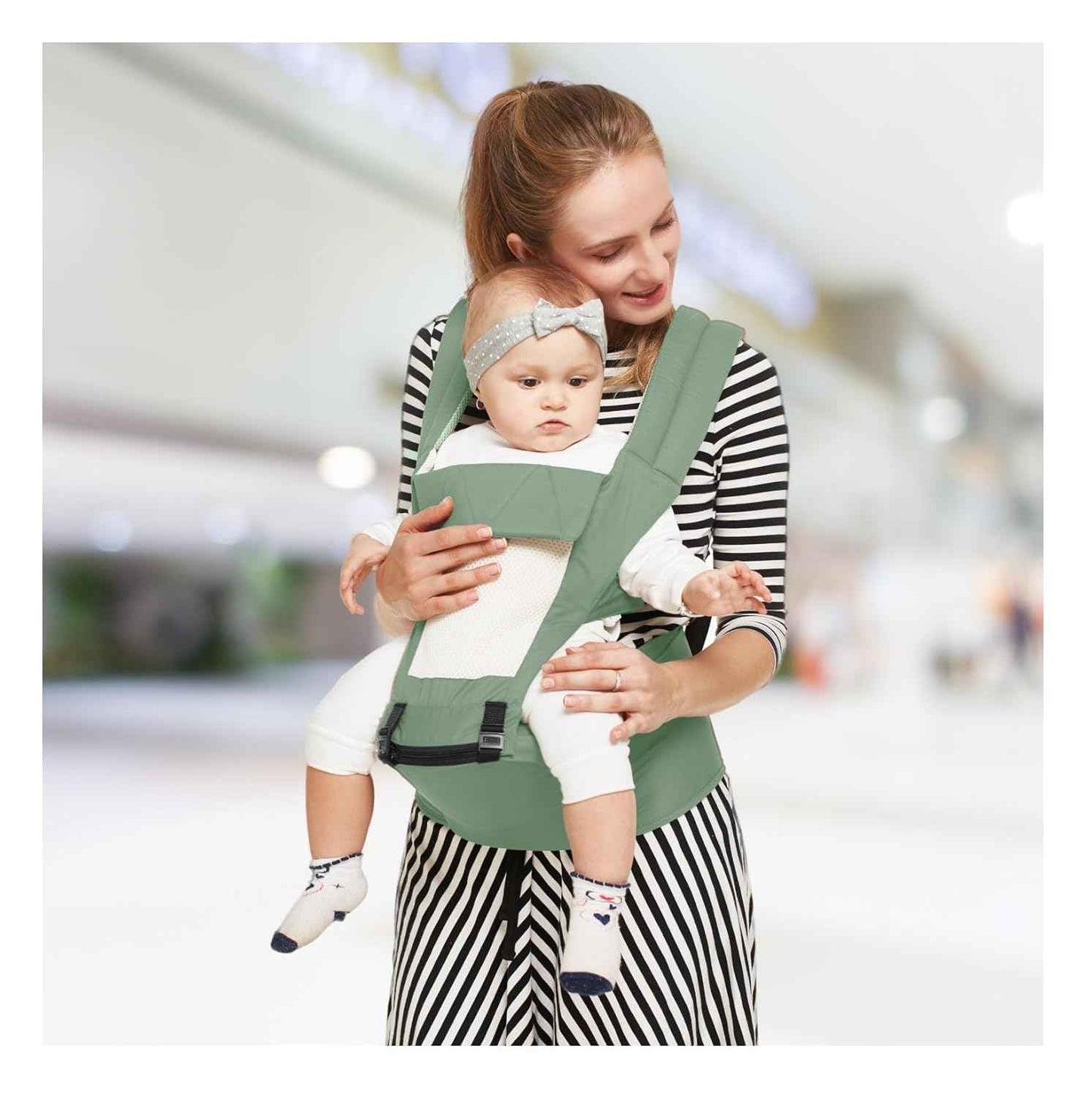 R for Rabbit Upsy Daisy Ergo Baby Carrier for New Born | 8 in 1 Hip Seat Front and Back Carry Position Adjustable Straps Kangaroo Bags for 4 to 36 Months Kids Upto 15 Kg (Dark Grey)