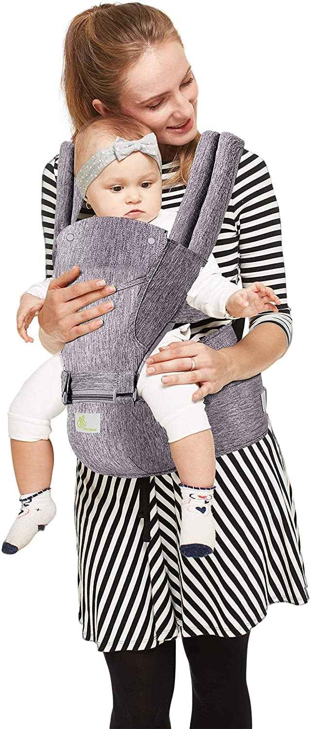 R for Rabbit Upsy Daisy Ergo Baby Carrier for New Born | 8 in 1 Hip Seat Front and Back Carry Position Adjustable Straps Kangaroo Bags for 4 to 36 Months Kids Upto 15 Kg (Dark Grey)