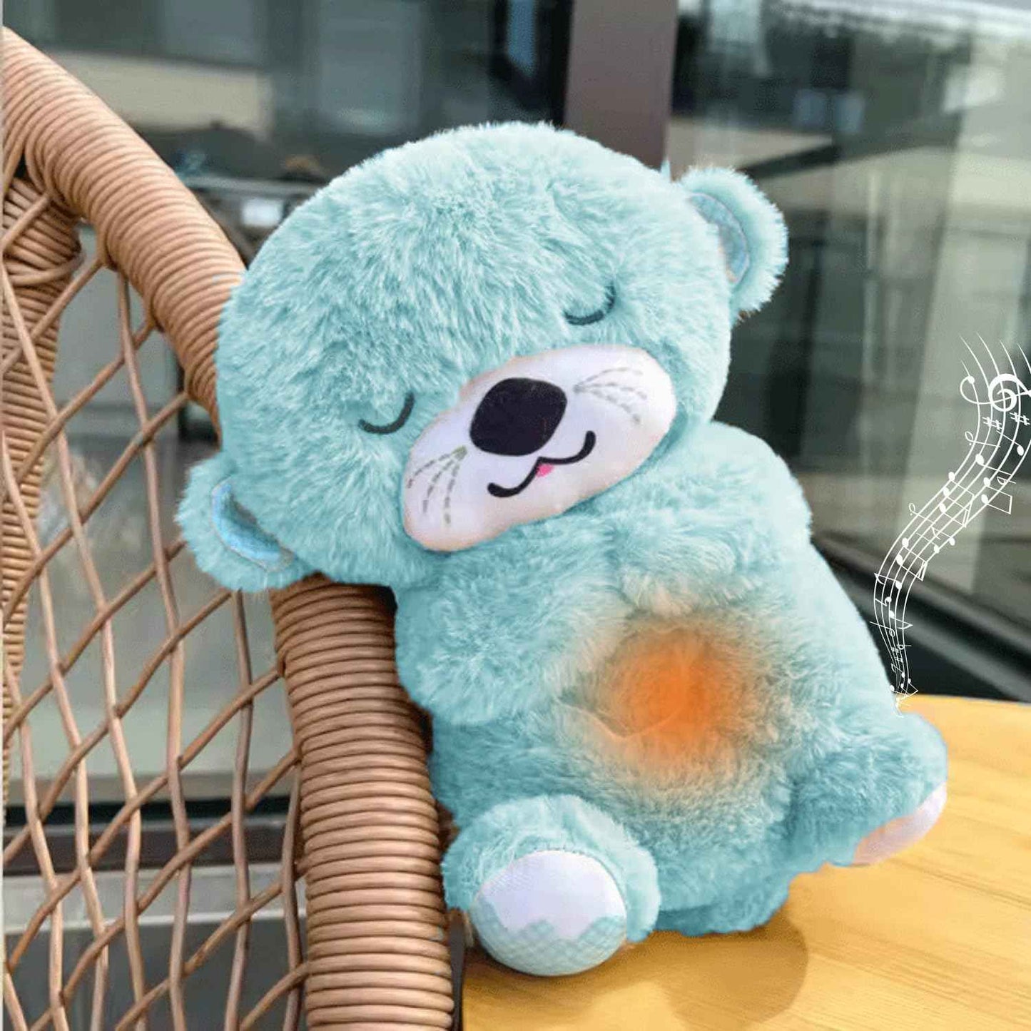 Niku Breathing Teddy Bear Otter Soft Toys for Kids Baby Girls Grey Colour | Glowing Music for Baby Sensory Sleep | Lights Rhythmic Simulation Plush with Soothing Sound | Best Birthday Gift
