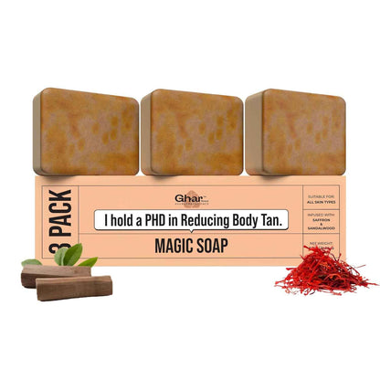 Ghar Soaps Sandalwood & Saffron Magic Soaps For Bath (100 Gms Pack Of 2) | Paraben Free | Chandan & Kesar Bath Soap | Handmade Soaps For Glowing | Skin Brightening Soap For Men & Women