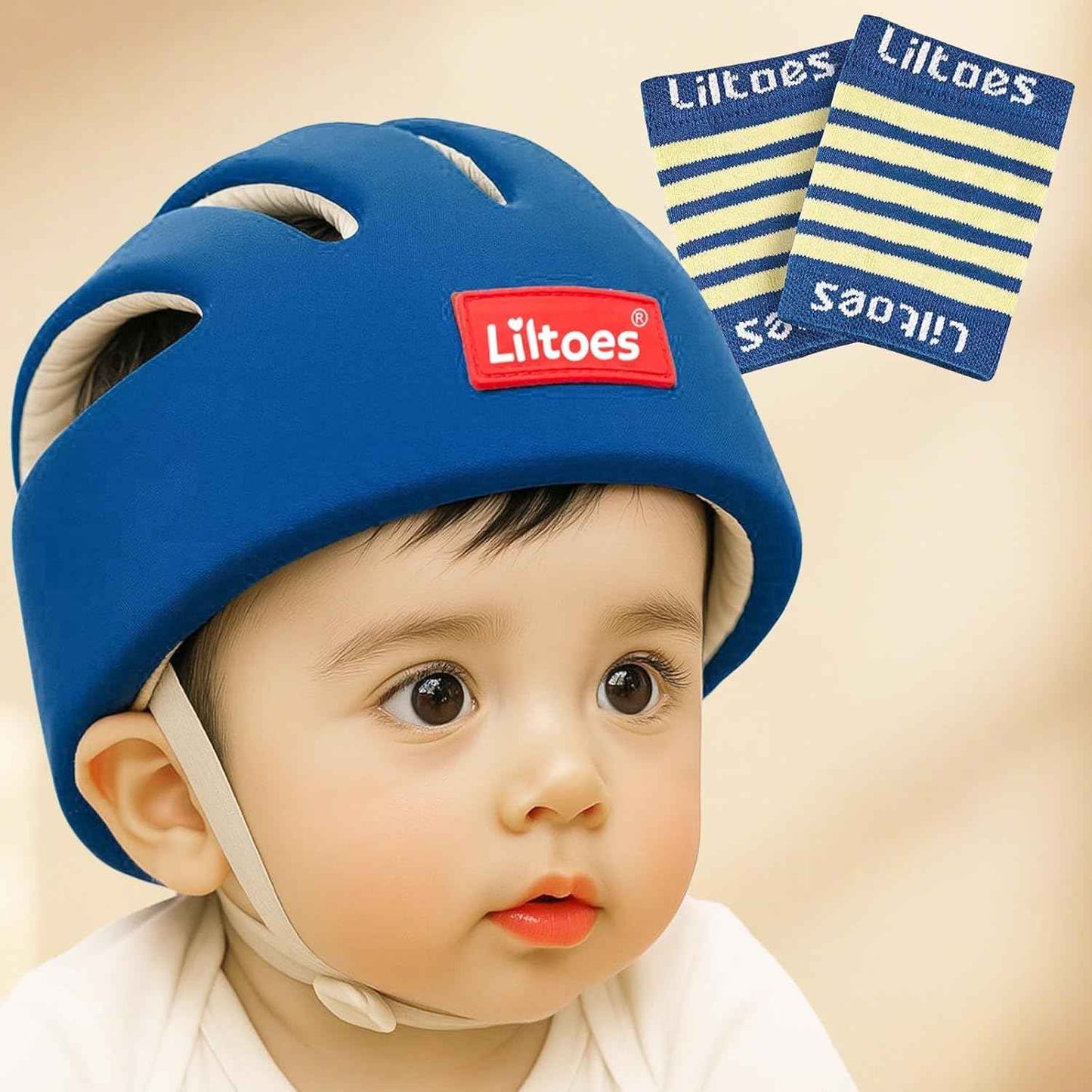 LILTOES Baby Head Protector for Safety of Kids 6M to 3 Years- Baby Safety Helmet with Proper Air Ventilation & Corner Guard Protection + 1 Pair Knee Pad + 1 Pair Elbow Pad (Yertle)