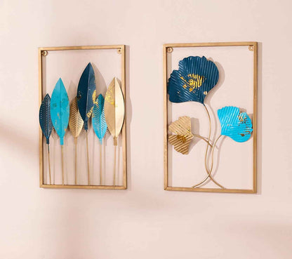 Amazon Brand - Solimo Leaves Metal Wall Decor | Elegant Nature-Inspired Iron Wall Hanging | Sturdy Iron | Wall Hanging | Wall Décor | Easy Installation | 37 x 25 cm Each | Set of 3