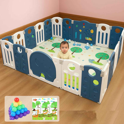 20 panel Playpen for Babies upto 5 year with Mat and Balls Foldable Baby Play Area Indoor Setup Play Yard Fence for Toddlers Kids Playarea Setup Outdoor Children Play Area with Gate (6.1 * 7.2 ft=44 SQFT, Grey)