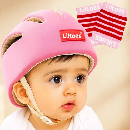LILTOES Baby Head Protector for Safety of Kids 6M to 3 Years- Baby Safety Helmet with Proper Air Ventilation & Corner Guard Protection + 1 Pair Knee Pad + 1 Pair Elbow Pad (Yertle)