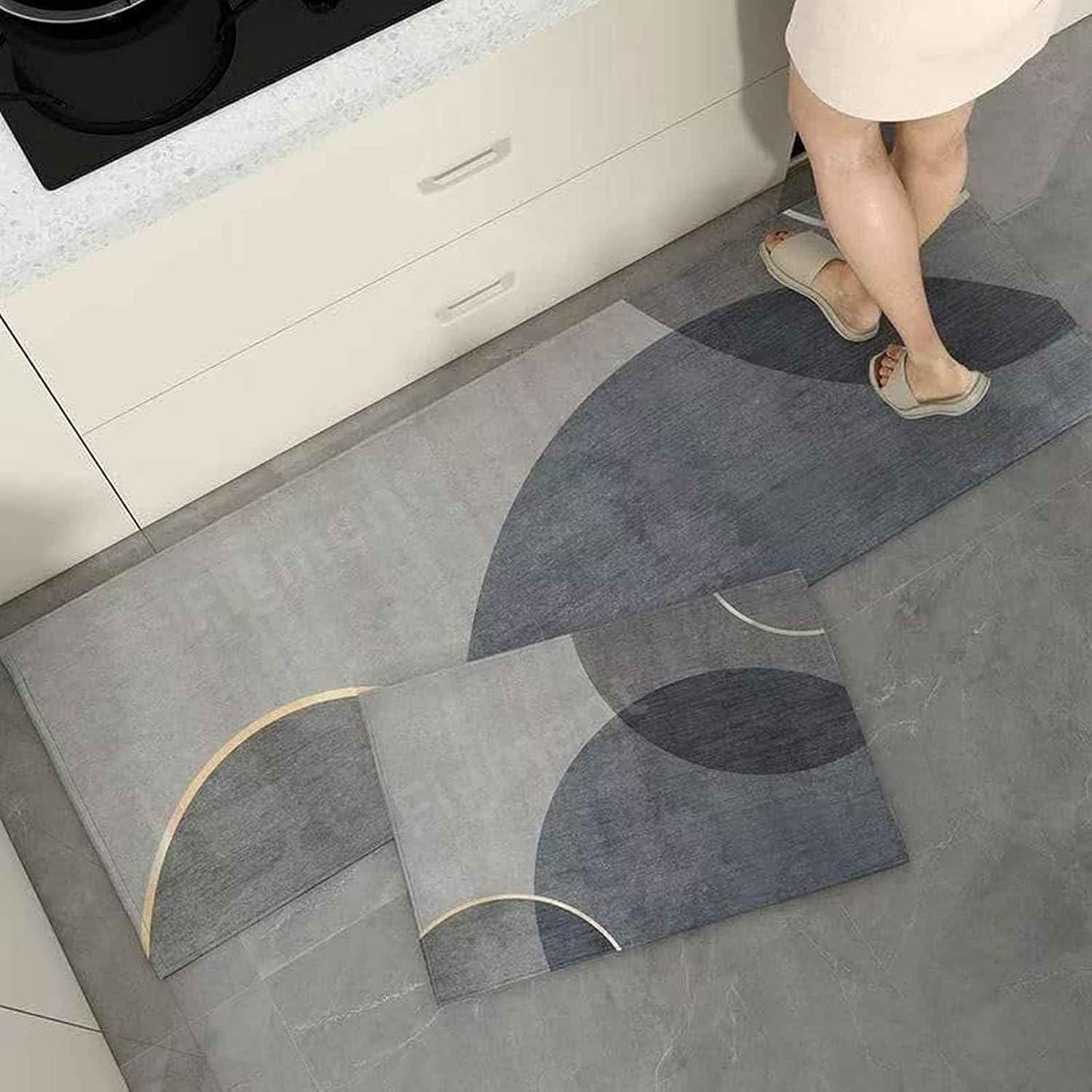 Figment 2 Pcs Kitchen Mats - Waterproof Memory Foam Standing Desk Floor Mat Non Slip Kitchen Rugs, Comfort Runner Rug Floor Mat Carpets for Kitchen Home Office, Sink & Laundry(118 * 38 cm, 58 * 38 cm)