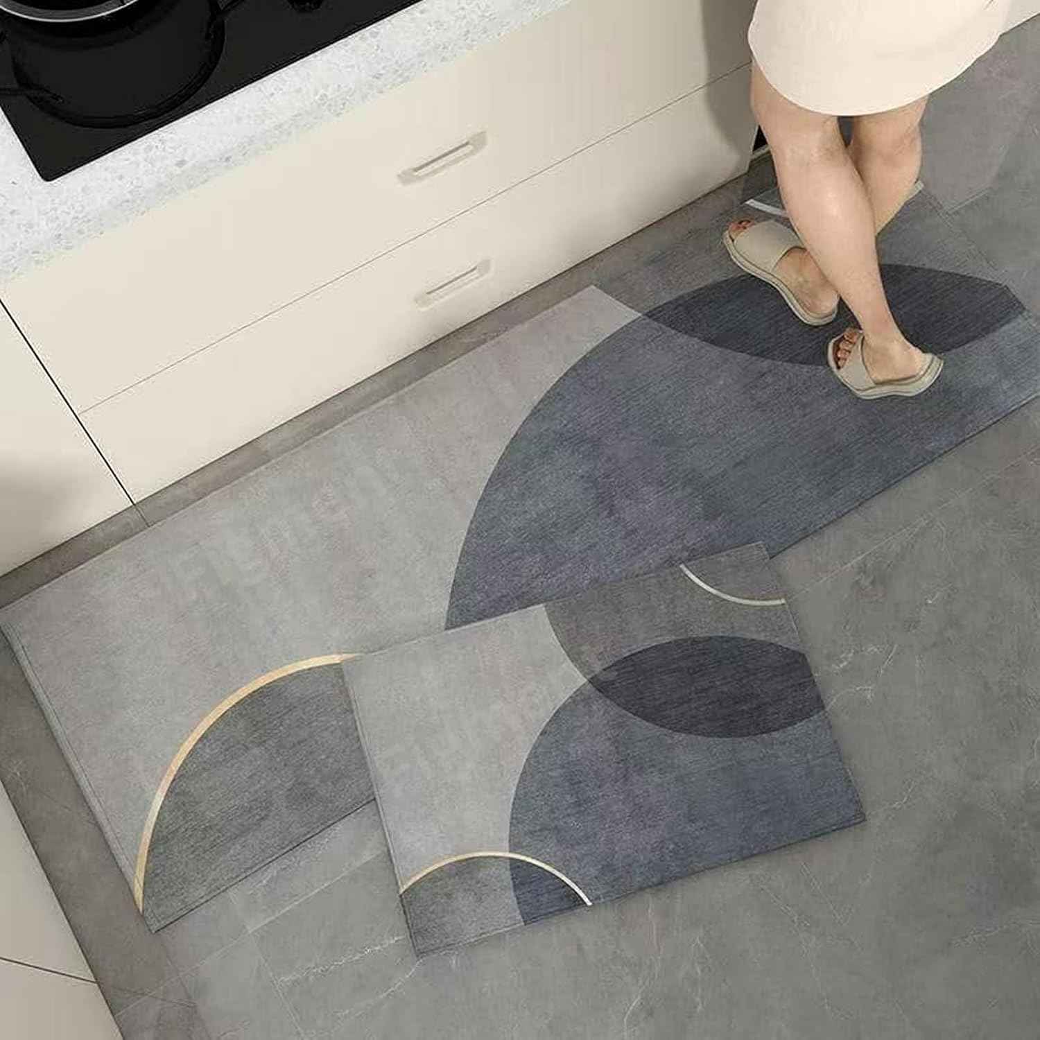 Figment 2 Pcs Kitchen Mats - Waterproof Memory Foam Standing Desk Floor Mat Non Slip Kitchen Rugs, Comfort Runner Rug Floor Mat Carpets for Kitchen Home Office, Sink & Laundry(118 * 38 cm, 58 * 38 cm)