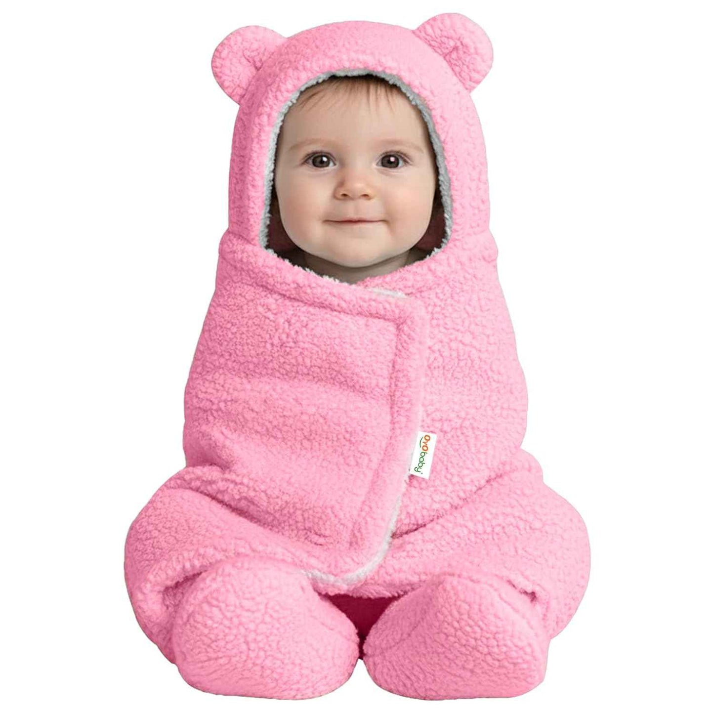 OYO BABY Newborn Hooded Swaddle Blanket Combo – Wearable Wrapper Sleeping Bags (0-6 Months, 72x68cm), Blue & White, I Love MOM & PAPA Embroidery