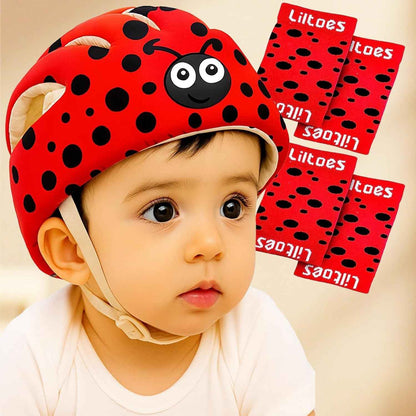 LILTOES Baby Head Protector for Safety of Kids 6M to 3 Years- Baby Safety Helmet with Proper Air Ventilation & Corner Guard Protection + 1 Pair Knee Pad + 1 Pair Elbow Pad (Yertle)