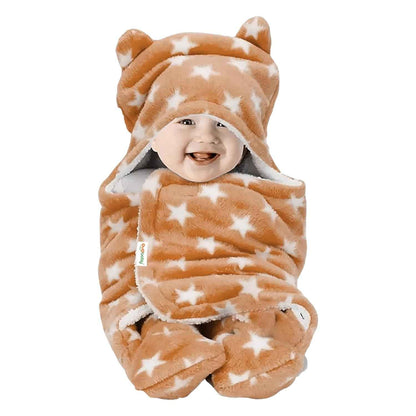 OYO BABY Newborn Hooded Swaddle Blanket Combo – Wearable Wrapper Sleeping Bags (0-6 Months, 72x68cm), Blue & White, I Love MOM & PAPA Embroidery