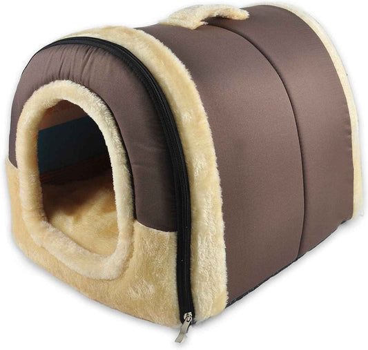 AMICA Igloo Dog House, Portable Cat Igloo Bed with Removable Cushion, 2 in 1 Washable Cozy Dog Igloo Bed Cat Cave, Foldable Non-Slip Warm for Pets Puppy Kitten Rabbit (Large)