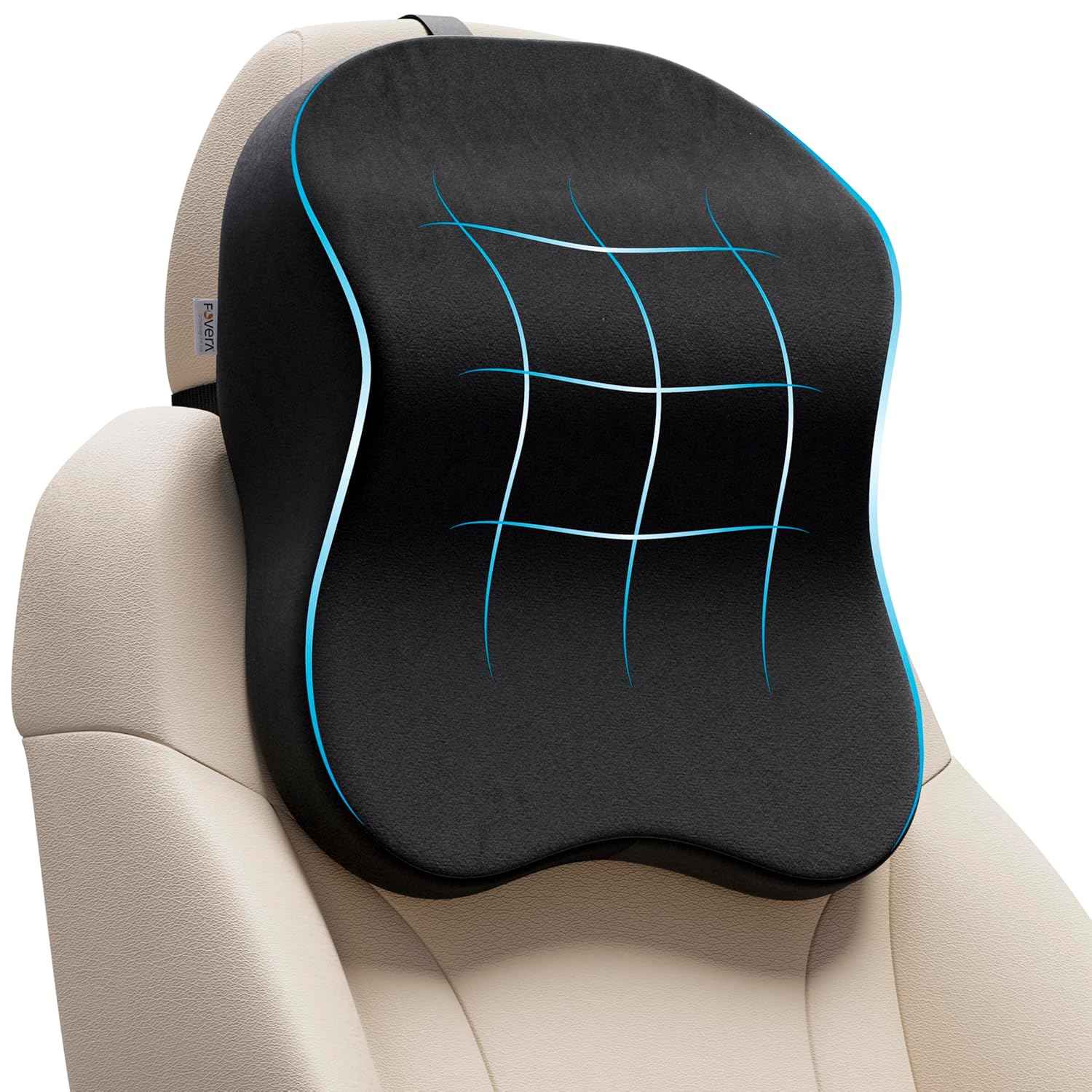 FOVERA Car Neck Rest Pillow | 2 Years Warranty | Memory Foam Neck Pillow for Car, Car Seat Head Rest Cushion for Neck & Cervical Support - Relieves Neck Pain (Medium, Black, Pack of 1)