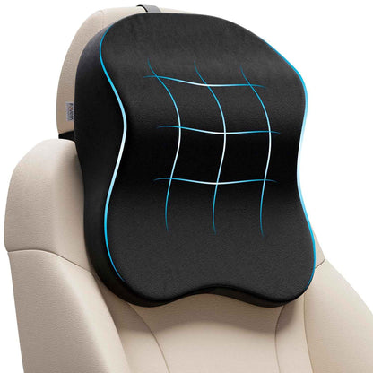 FOVERA Car Neck Rest Pillow | 2 Years Warranty | Memory Foam Neck Pillow for Car, Car Seat Head Rest Cushion for Neck & Cervical Support - Relieves Neck Pain (Medium, Black, Pack of 1)