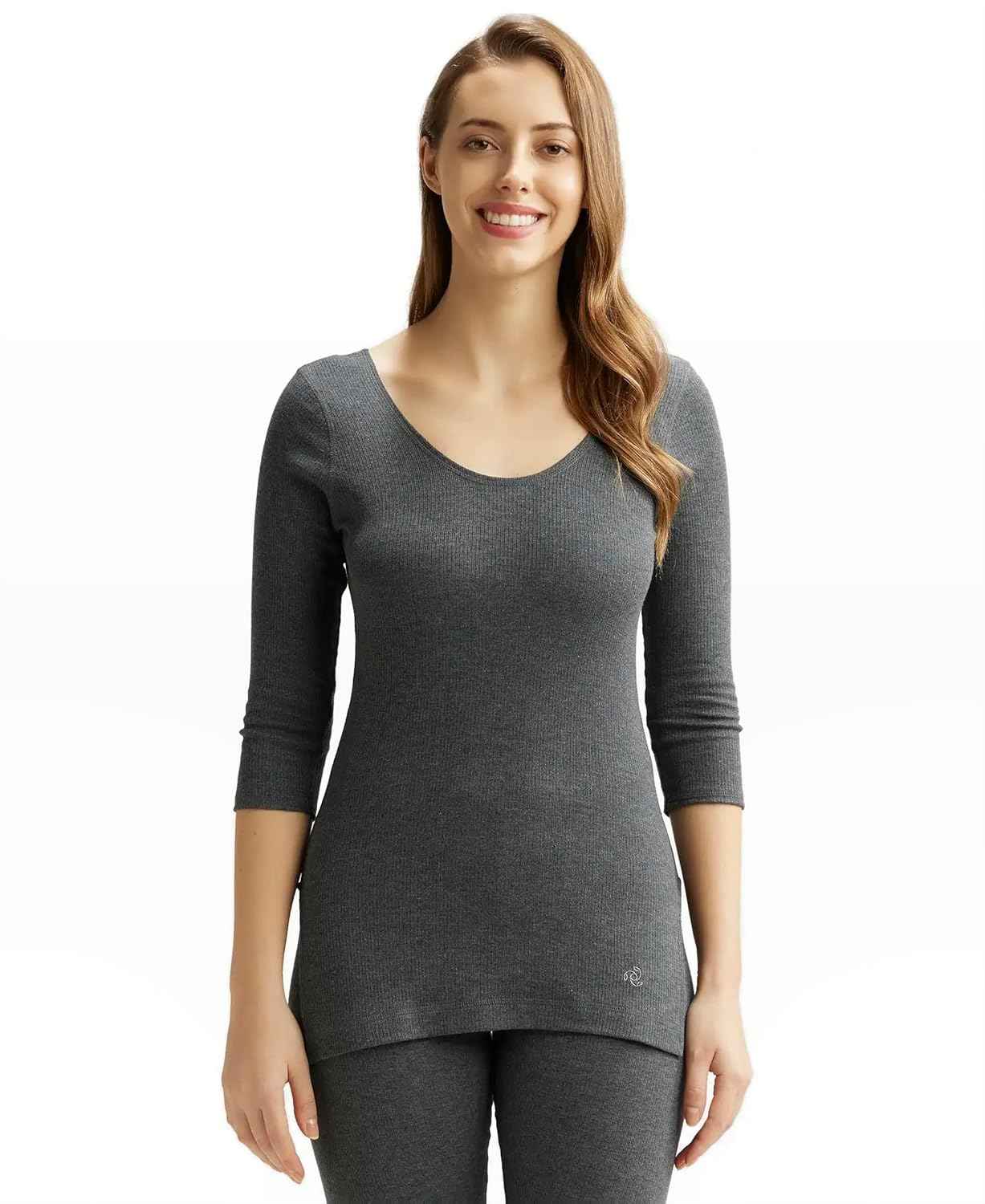 Jockey 2503 Women's Super Combed Cotton Rich Three Quarter Sleeve Slim Fit Thermal Top with Stay Warm Technology