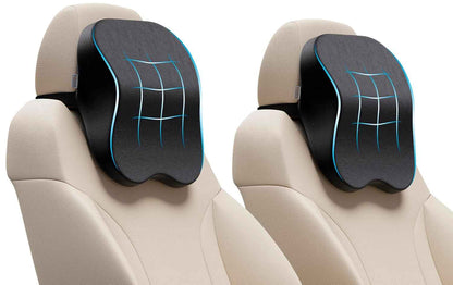 FOVERA Car Neck Rest Pillow | 2 Years Warranty | Memory Foam Neck Pillow for Car, Car Seat Head Rest Cushion for Neck & Cervical Support - Relieves Neck Pain (Medium, Black, Pack of 1)